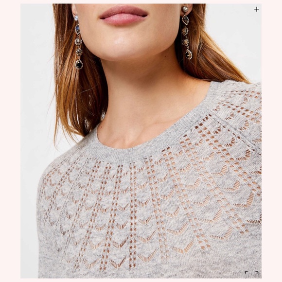 LOFT Pointelle Yoke Sweater - Picture 2 of 3